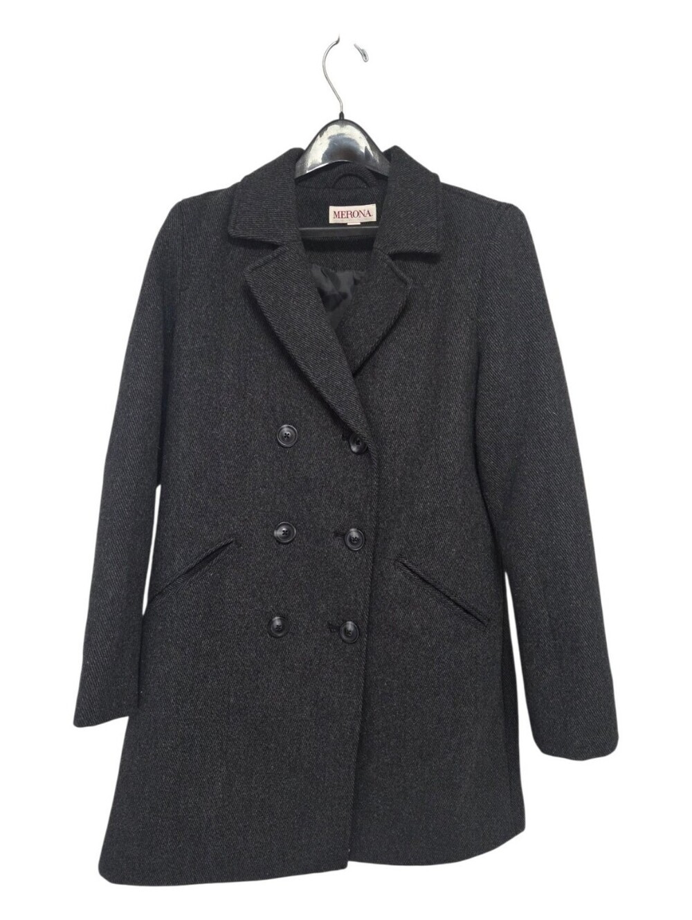 Merona Dark Charcoal Double-Breasted Peacoat Womens Size Medium